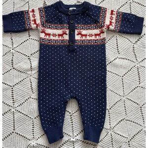 100% Cotton Hanna Andersson Baby Holiday Romper - Fair Isle Knit Size 3-6M Warm